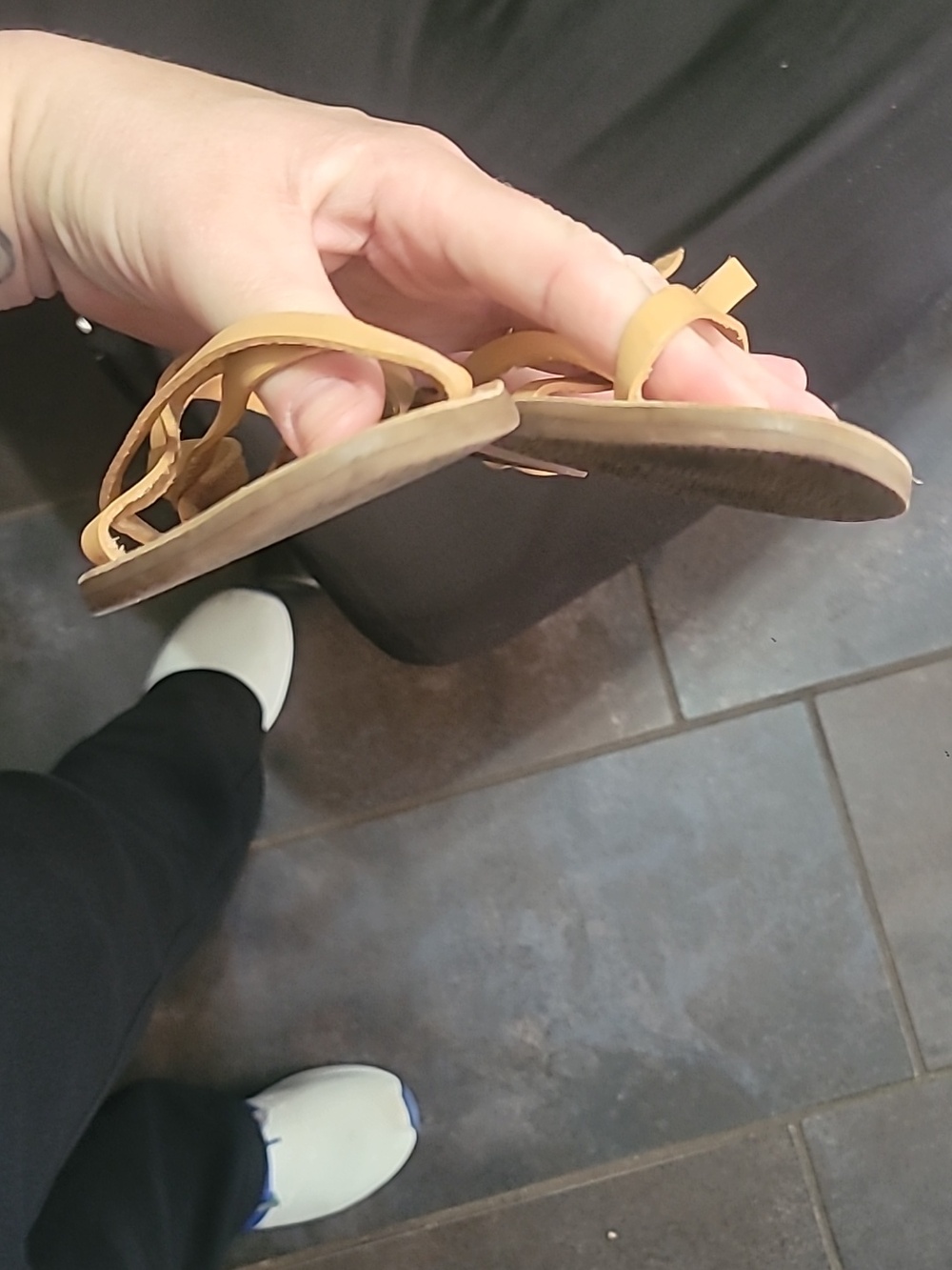 Madewell Classic Strappy Ankle-Wrap Sandal in Tan Upper Leather Size 5.5 - 5 1/2 - Picture 4 of 5